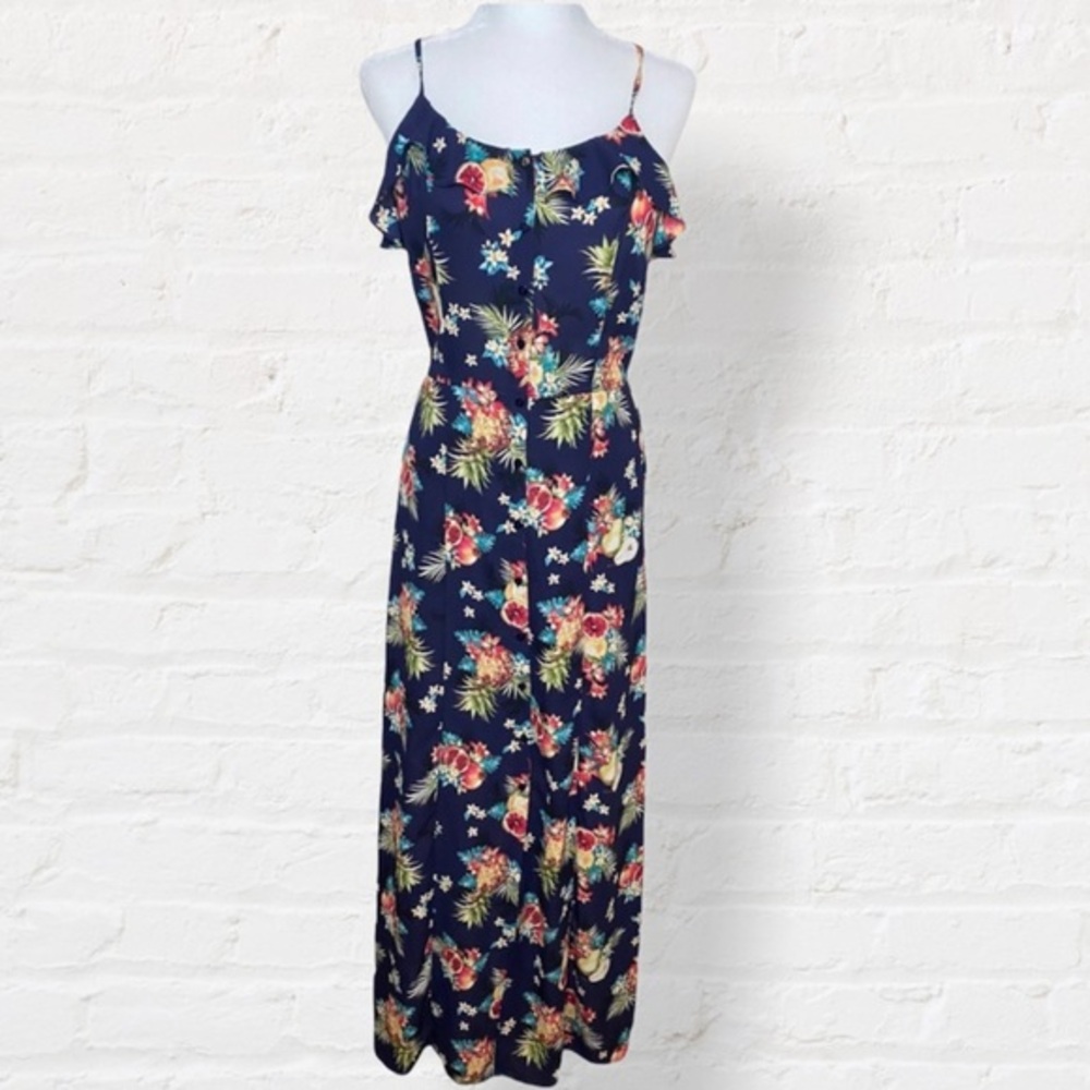 Skies are Blue Tropical Print Maxi Dress